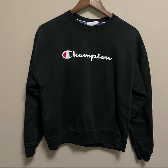 Champion Black Crewneck Sweatshirt Men’s Medium - Picture 2 of 11